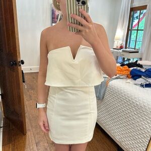 She + Sky White Strapless Sheath Dress